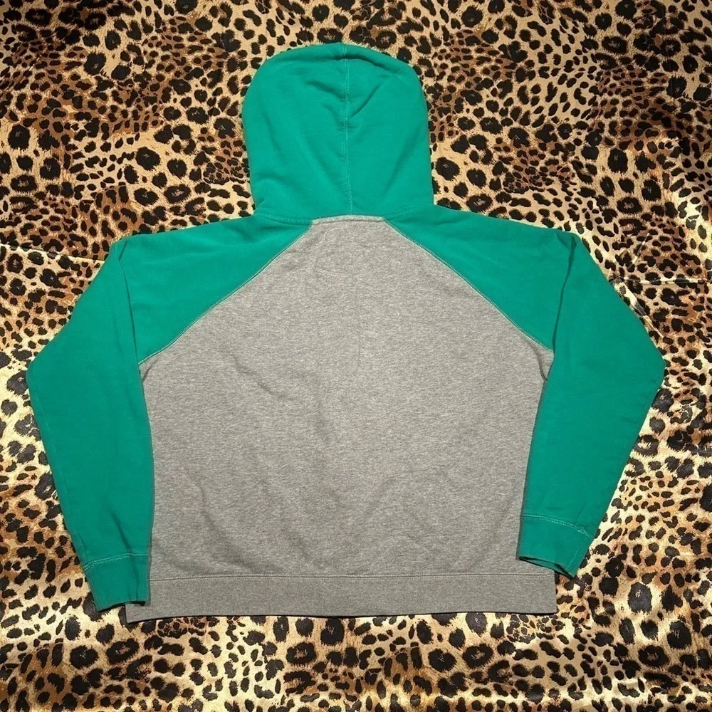 Nike Gray & Green Logo Zip Up Hoodie